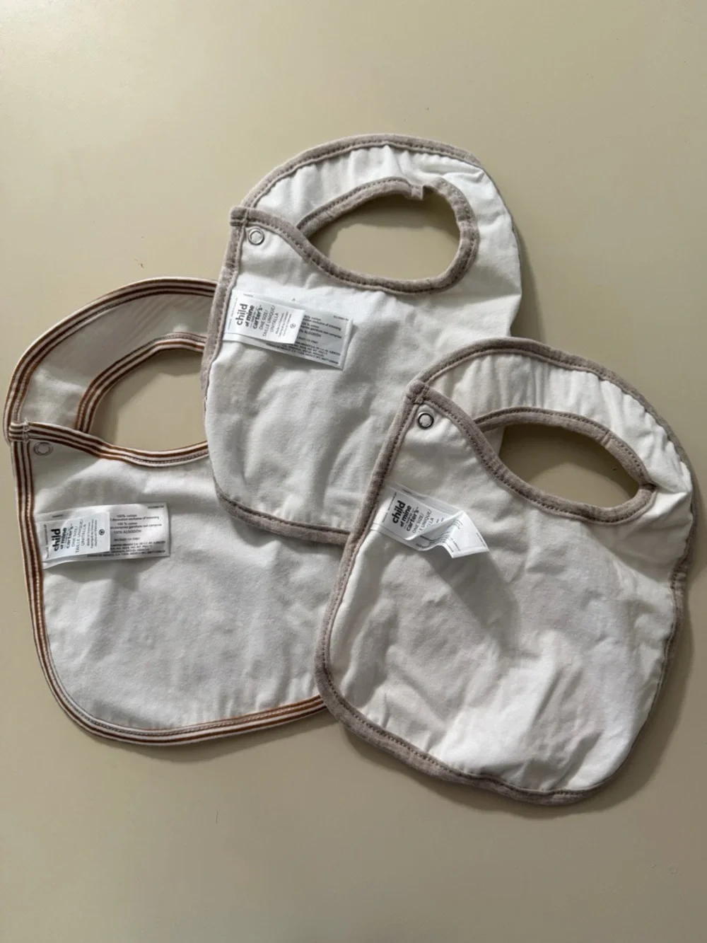 Neutral Brown & White Baby Bib Set - 'Mommy Loves Me' & 'Always Hungry like dad”